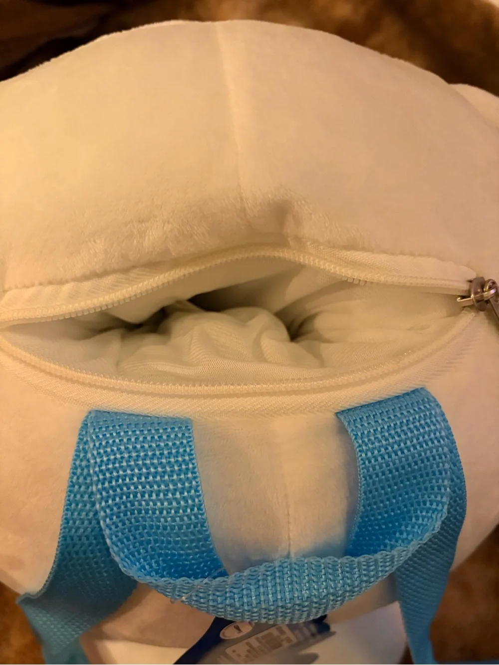 White Plush Cinnamoroll Backpack with Bright Blue Accents for Kids